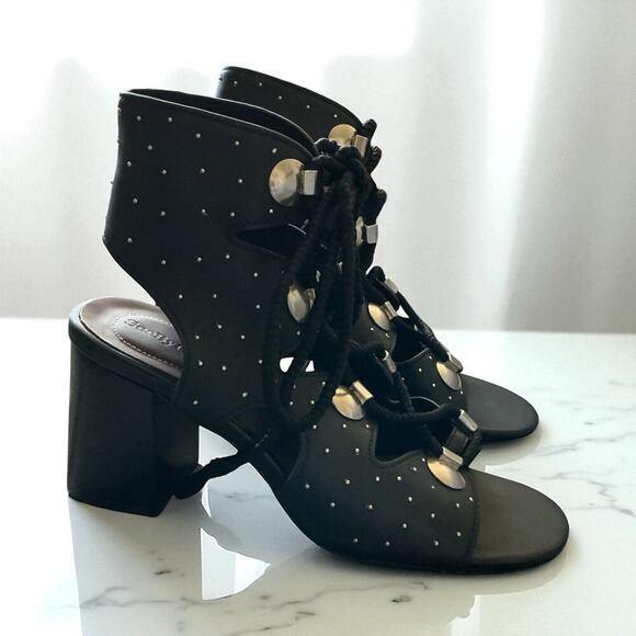 See by Chloé Black Leather Gladiator Sandals Lace Up Size 9 / IT 39 - Picture 12 of 13